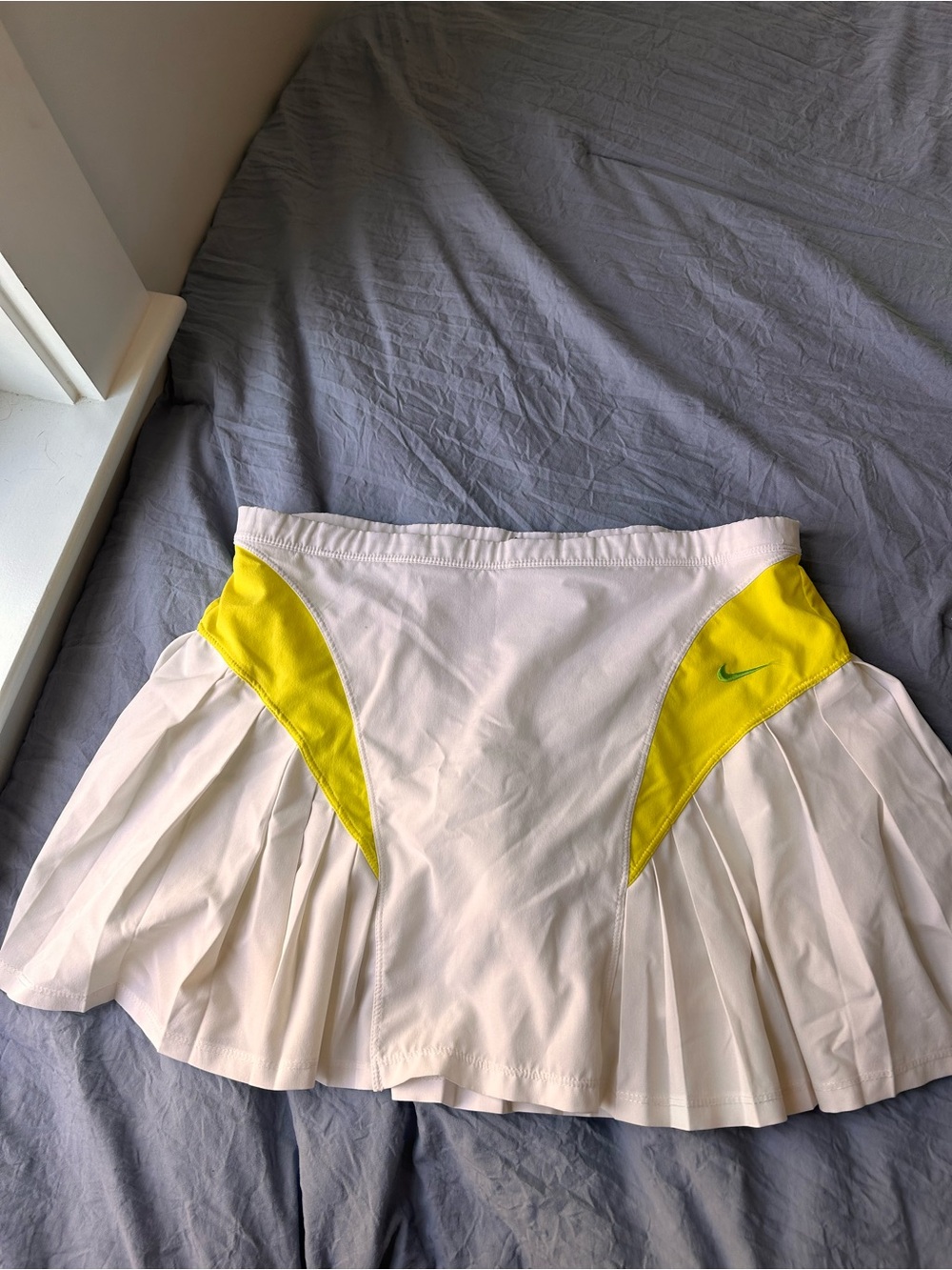 Nike White Tennis Skirt with Yellow Side Panels